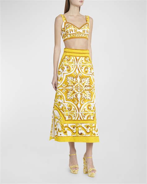 dolce gabbana longuette|Dolce&Gabbana Maiolica Printed Brocade Longuette Skirt with .